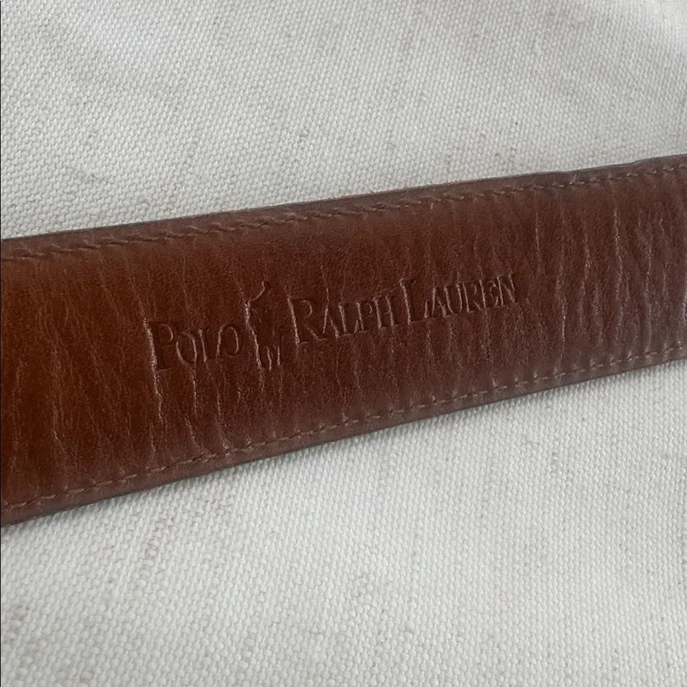 Polo Ralph Lauren Black Leather Crocodile Embossed Belt 42